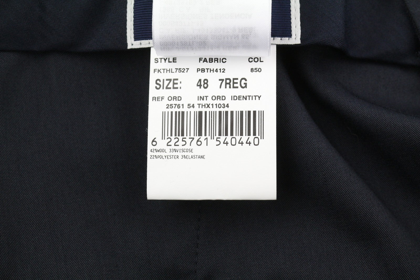 TOMMY HILFIGER Men Trousers 48 Dark Blue THFlex Wool Blend Slim Fit Flat Front