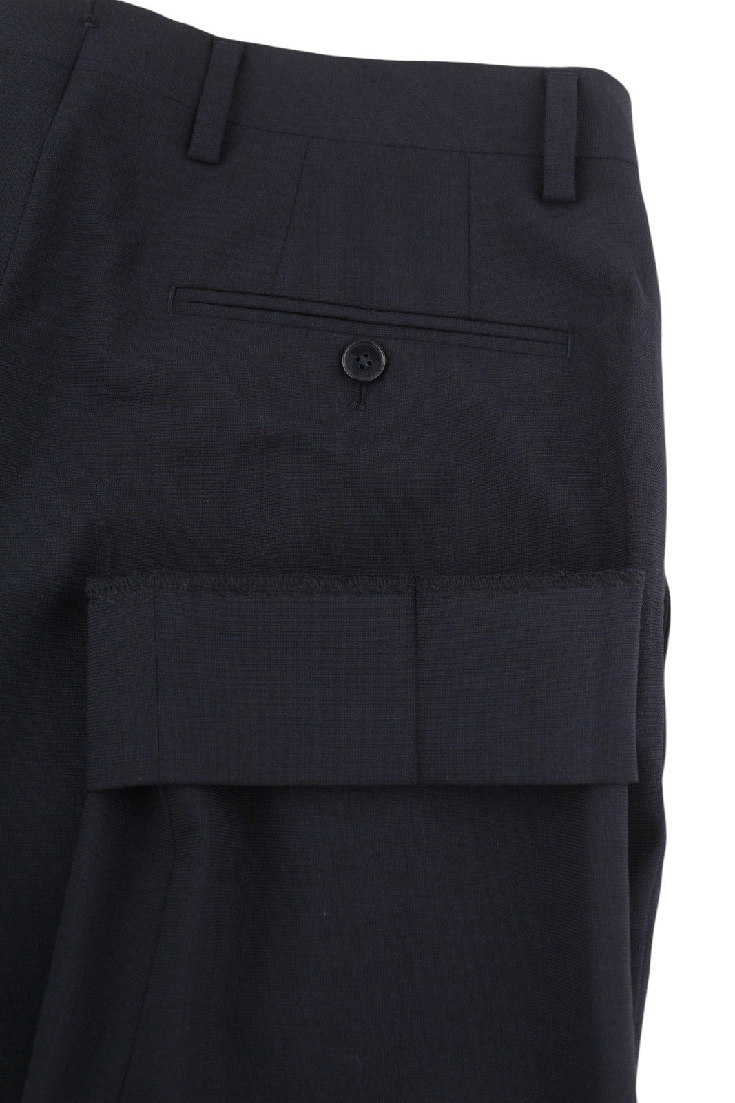 TOMMY HILFIGER Men Trousers 48 Dark Blue THFlex Wool Blend Slim Fit Flat Front