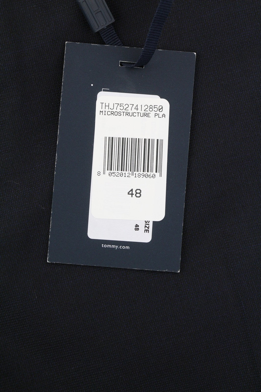 TOMMY HILFIGER Men Trousers 48 Dark Blue THFlex Wool Blend Slim Fit Flat Front