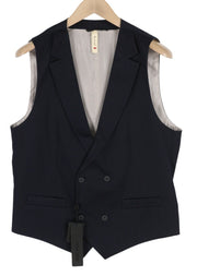 ANTONY MORATO Men Waistcoat M Dark Blue Notch Lapel Double-Breasted Lined Vest