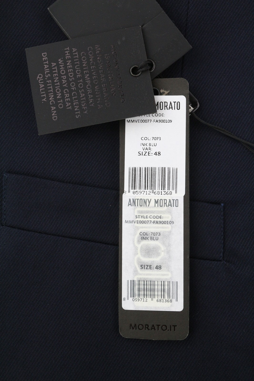 ANTONY MORATO Men Waistcoat M Dark Blue Notch Lapel Double-Breasted Lined Vest