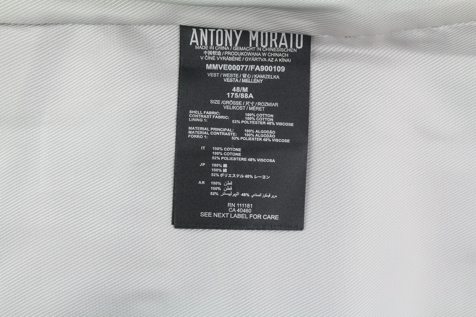 ANTONY MORATO Men Waistcoat M Dark Blue Notch Lapel Double-Breasted Lined Vest