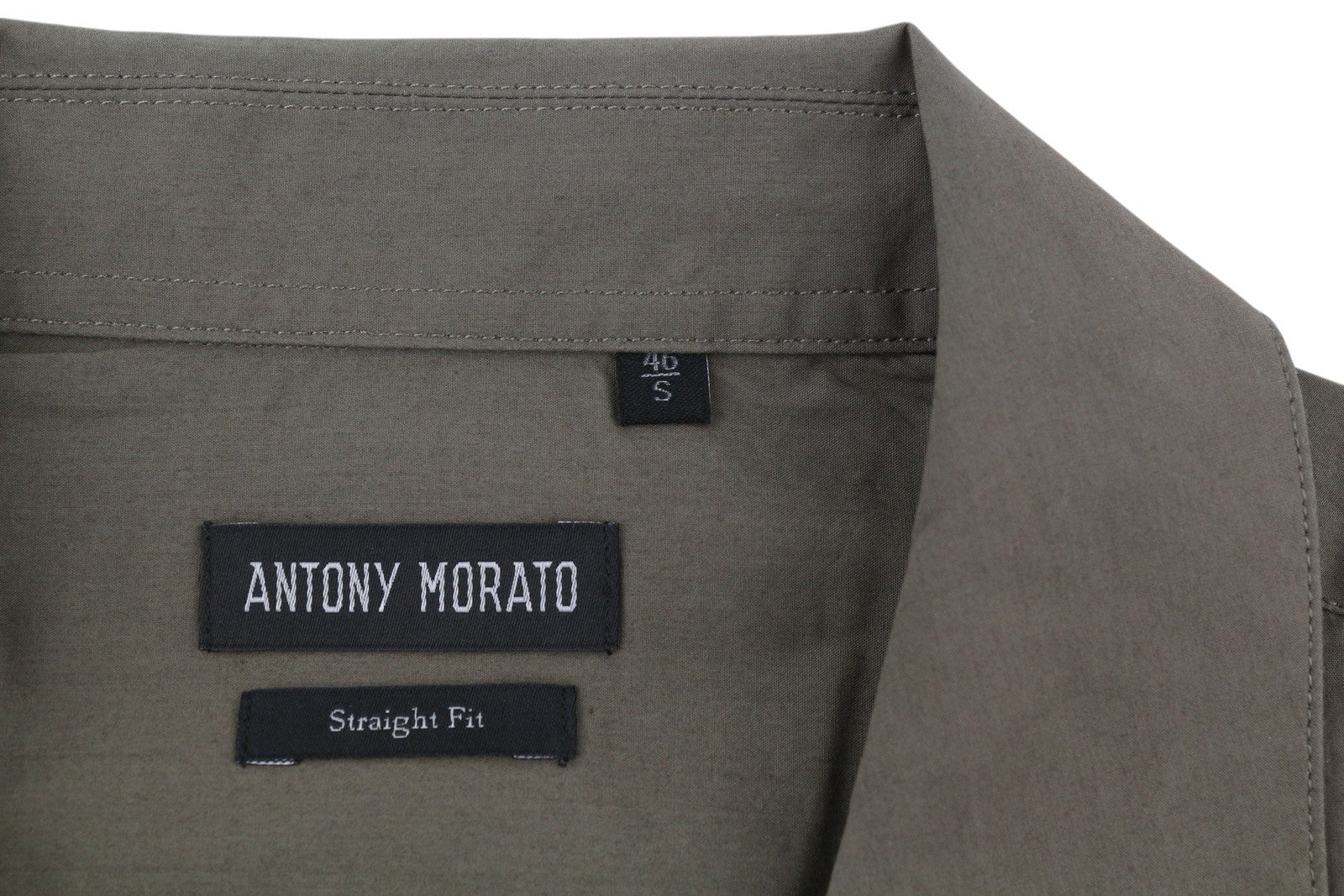 ANTONY MORATO Straight Fit Men Shirt S Army Green Notch Button-Up Short Sleeve