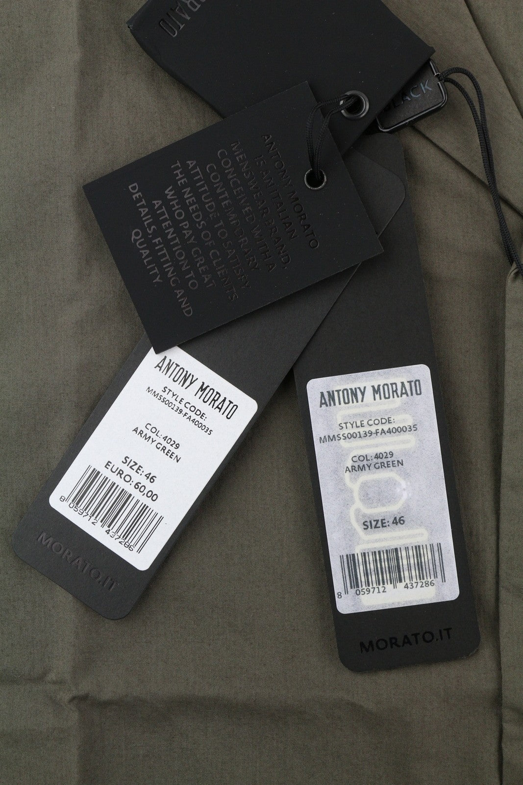 ANTONY MORATO Straight Fit Men Shirt S Army Green Notch Button-Up Short Sleeve