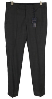 TOMMY HILFIGER Rhames Men Trousers 94 Long Grey Wool Patterned Tapered Fit Flat