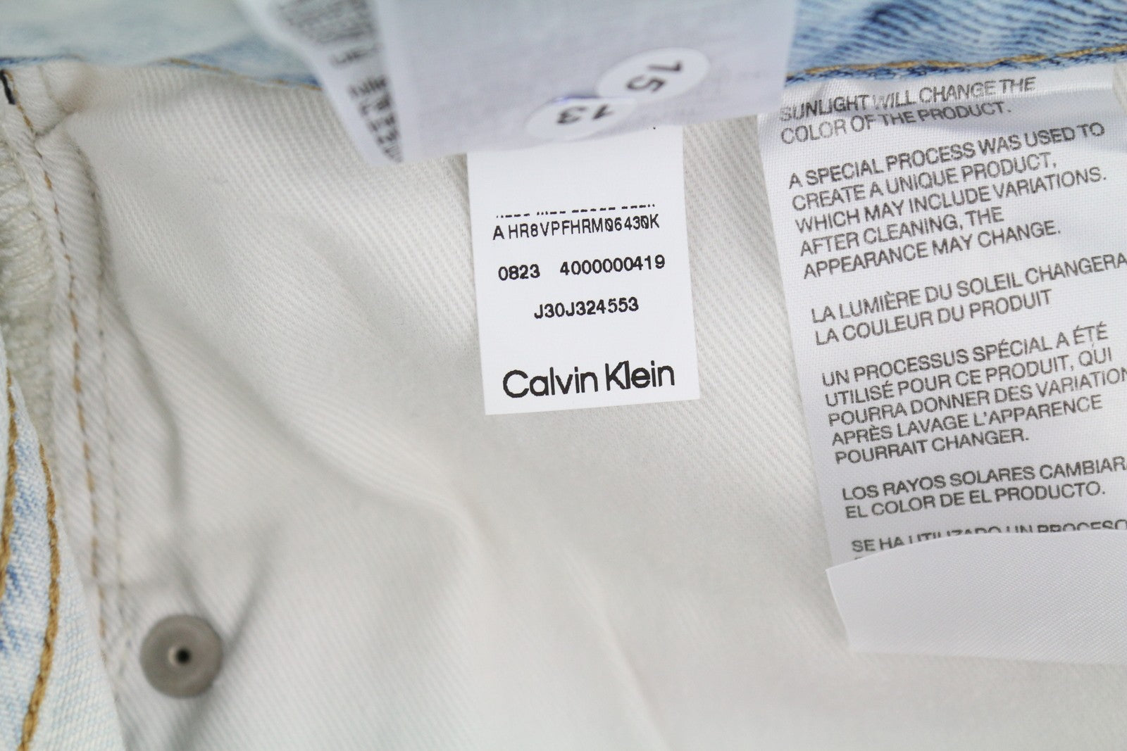 CALVIN KLEIN Regular Taper Men Jeans W31/L32 Light Blue Washed Denim Zipper