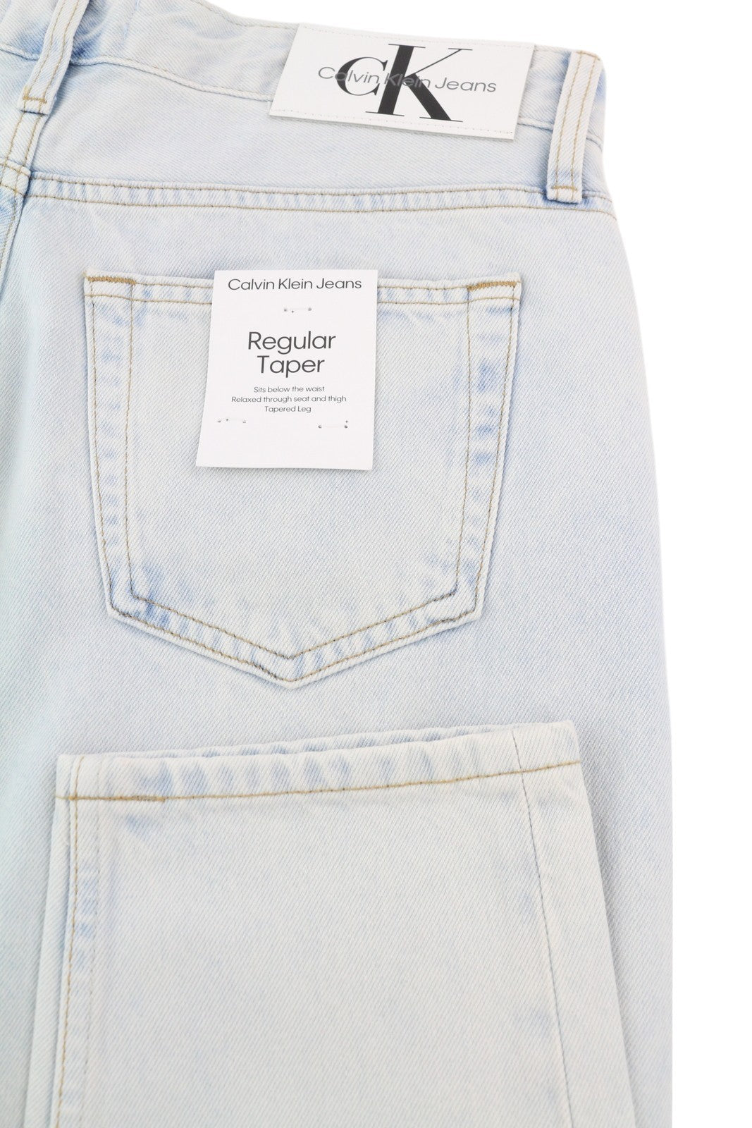 CALVIN KLEIN Regular Taper Men Jeans W31/L32 Light Blue Washed Denim Zipper