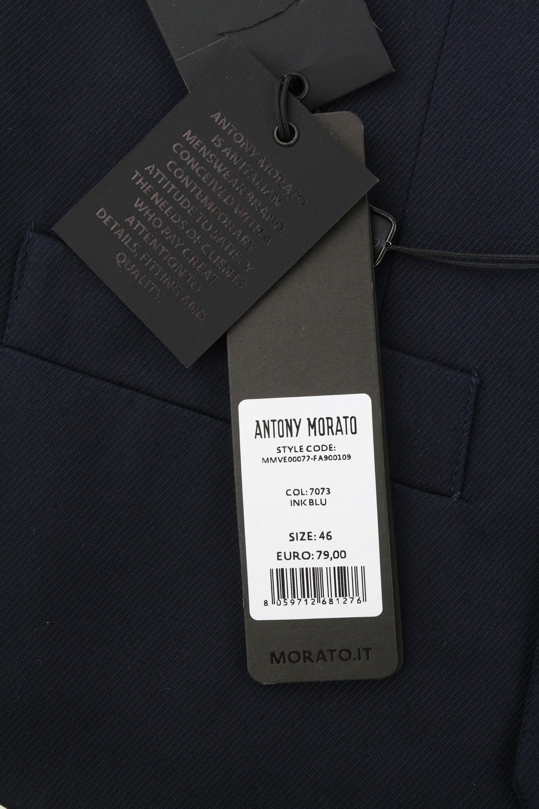 ANTONY MORATO Men Waistcoat S Dark Blue Notch Lapel Double Breasted Lined Vest