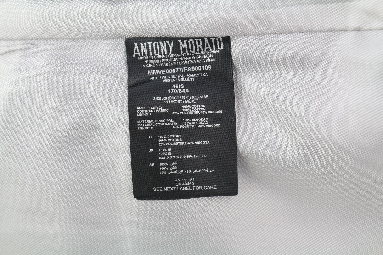 ANTONY MORATO Men Waistcoat S Dark Blue Notch Lapel Double Breasted Lined Vest