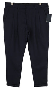 TOMMY HILFIGER Wave Pinstripe Men Trousers W35 Blue Wool Blend Pleated RRP€169
