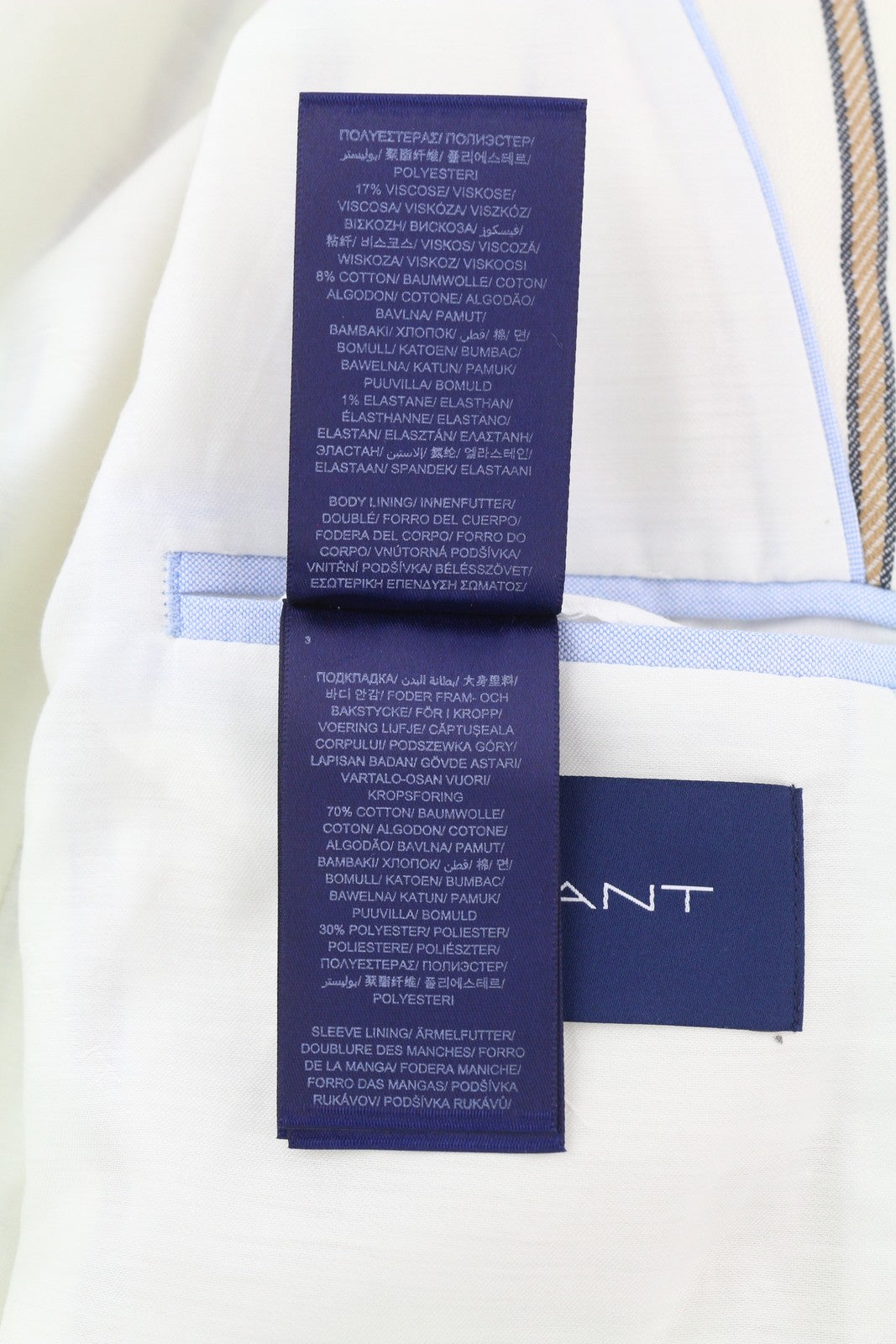 GANT Stripe Linen Straight Women Blazer EU42 Off-White Linen Blend Notch Lapel