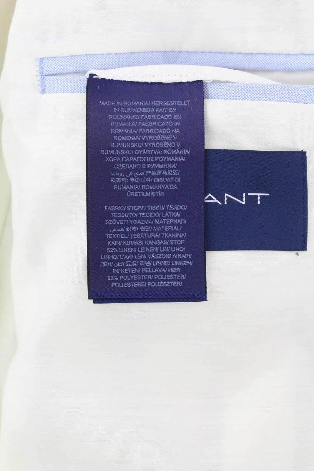 GANT Stripe Linen Straight Women Blazer EU42 Off-White Linen Blend Notch Lapel