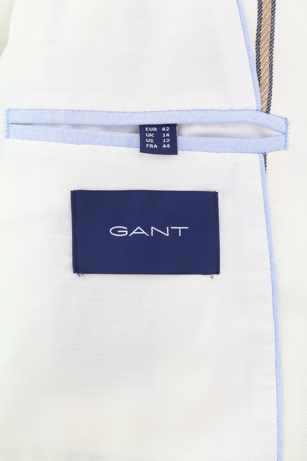 GANT Stripe Linen Straight Women Blazer EU42 Off-White Linen Blend Notch Lapel