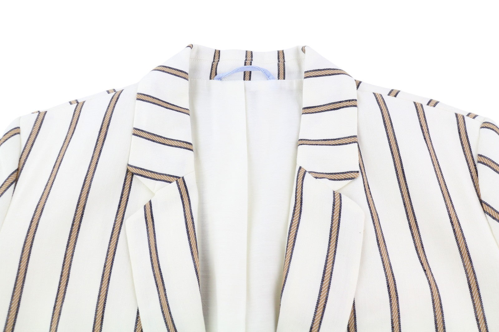 GANT Stripe Linen Straight Women Blazer EU42 Off-White Linen Blend Notch Lapel