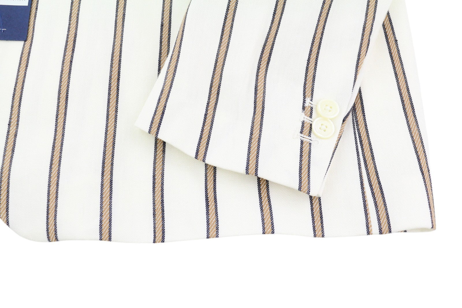 GANT Stripe Linen Straight Women Blazer EU42 Off-White Linen Blend Notch Lapel