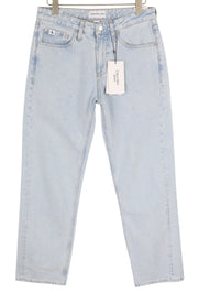 CALVIN KLEIN 90-ųjų tiesūs vyriški džinsai W30 šviesiai mėlyni skalbti išblukę užtrauktukai Fly Denim 