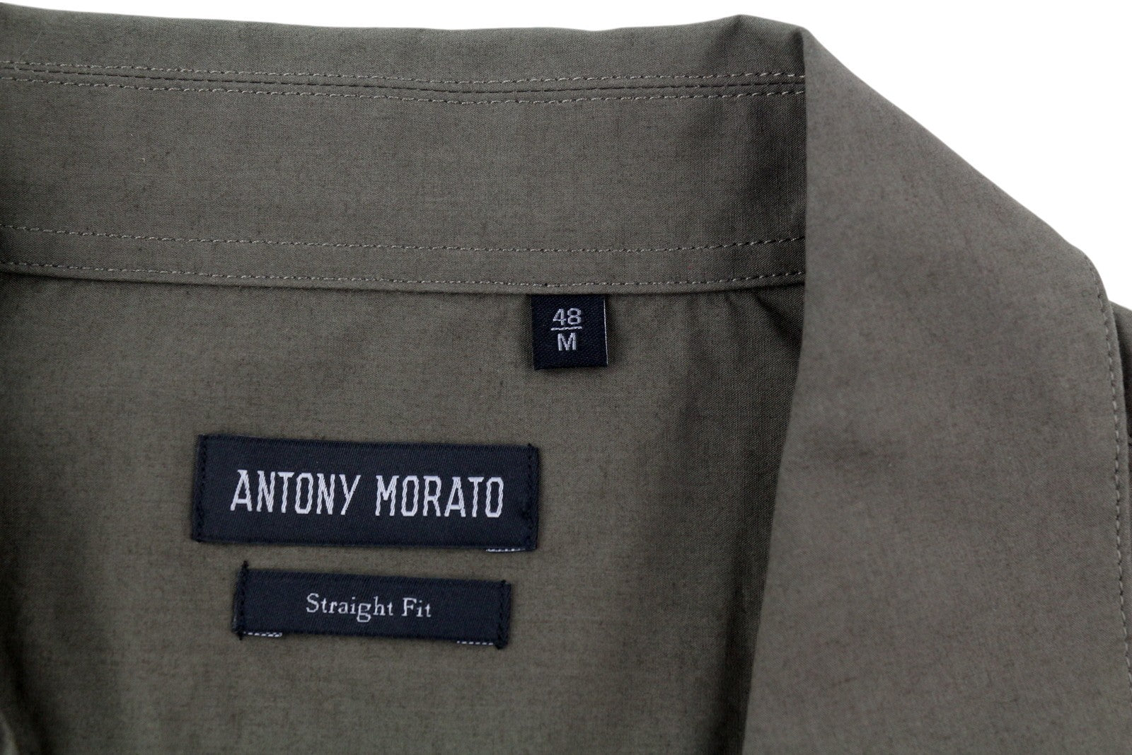 ANTONY MORATO Straight Fit Men Shirt M Army Green Notch Button-Up Short Sleeve