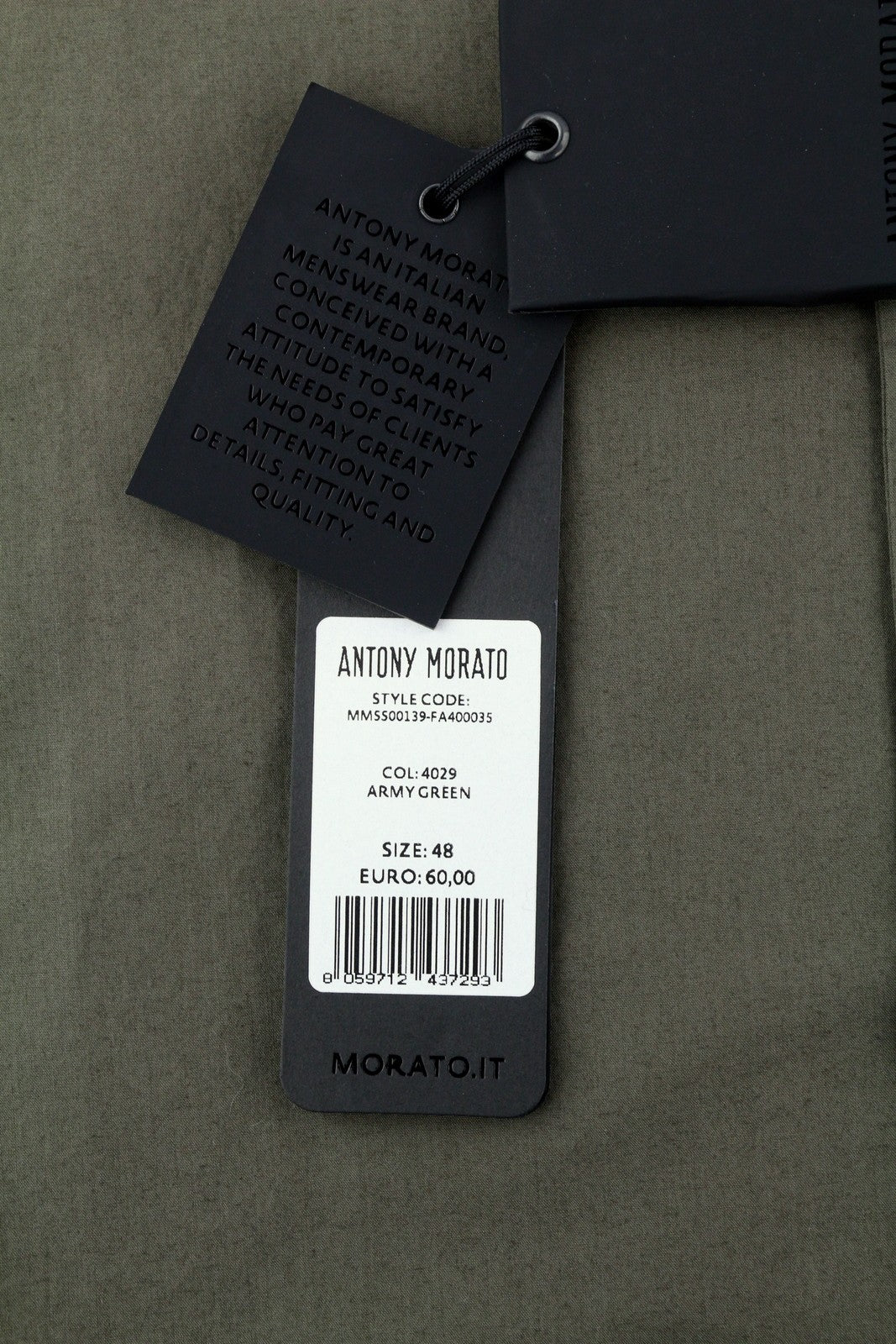 ANTONY MORATO Straight Fit Men Shirt M Army Green Notch Button-Up Short Sleeve