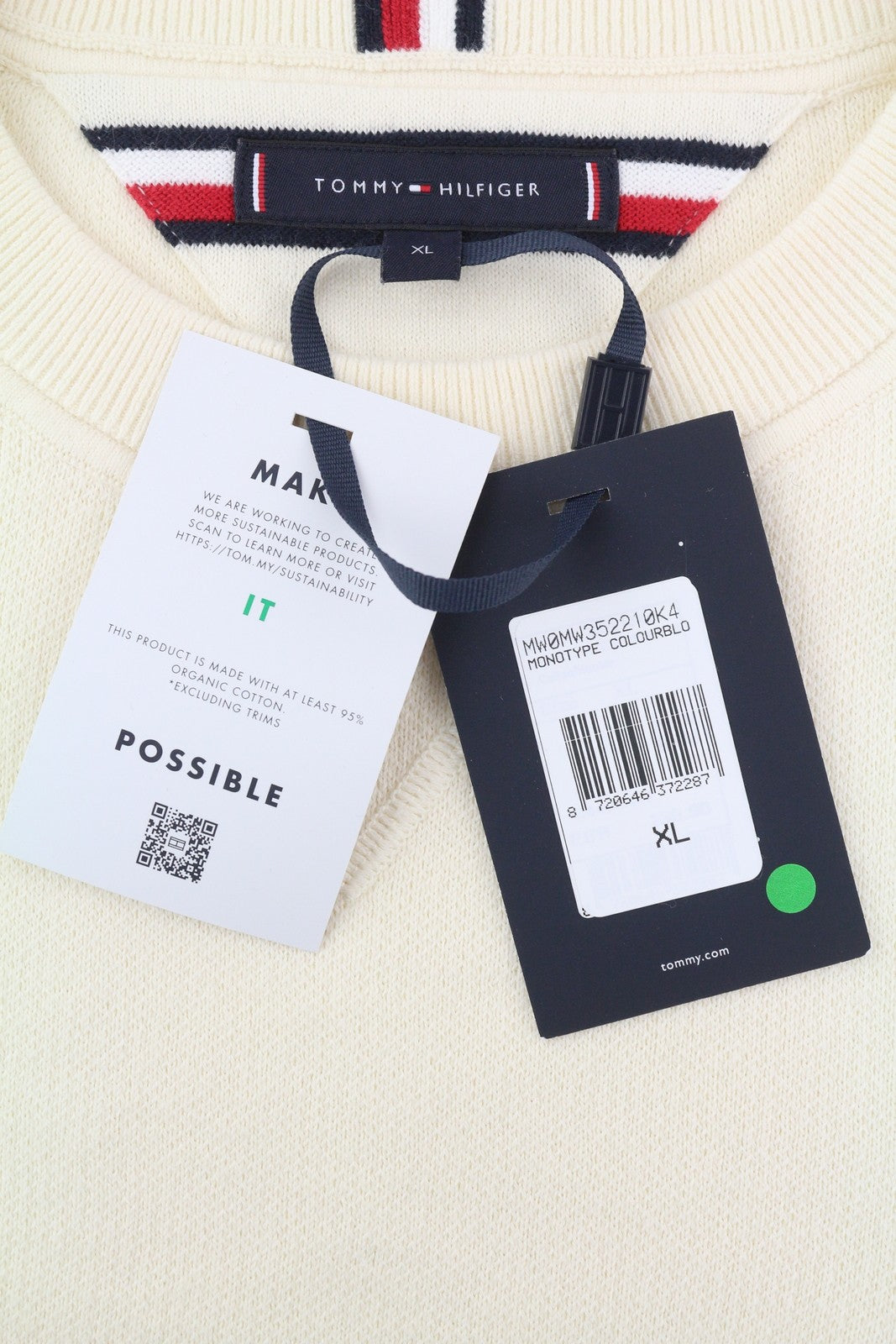 TOMMY HILFIGER Monotype Colourblock Crew Neck Men Jumper XL Pullover RRP€139