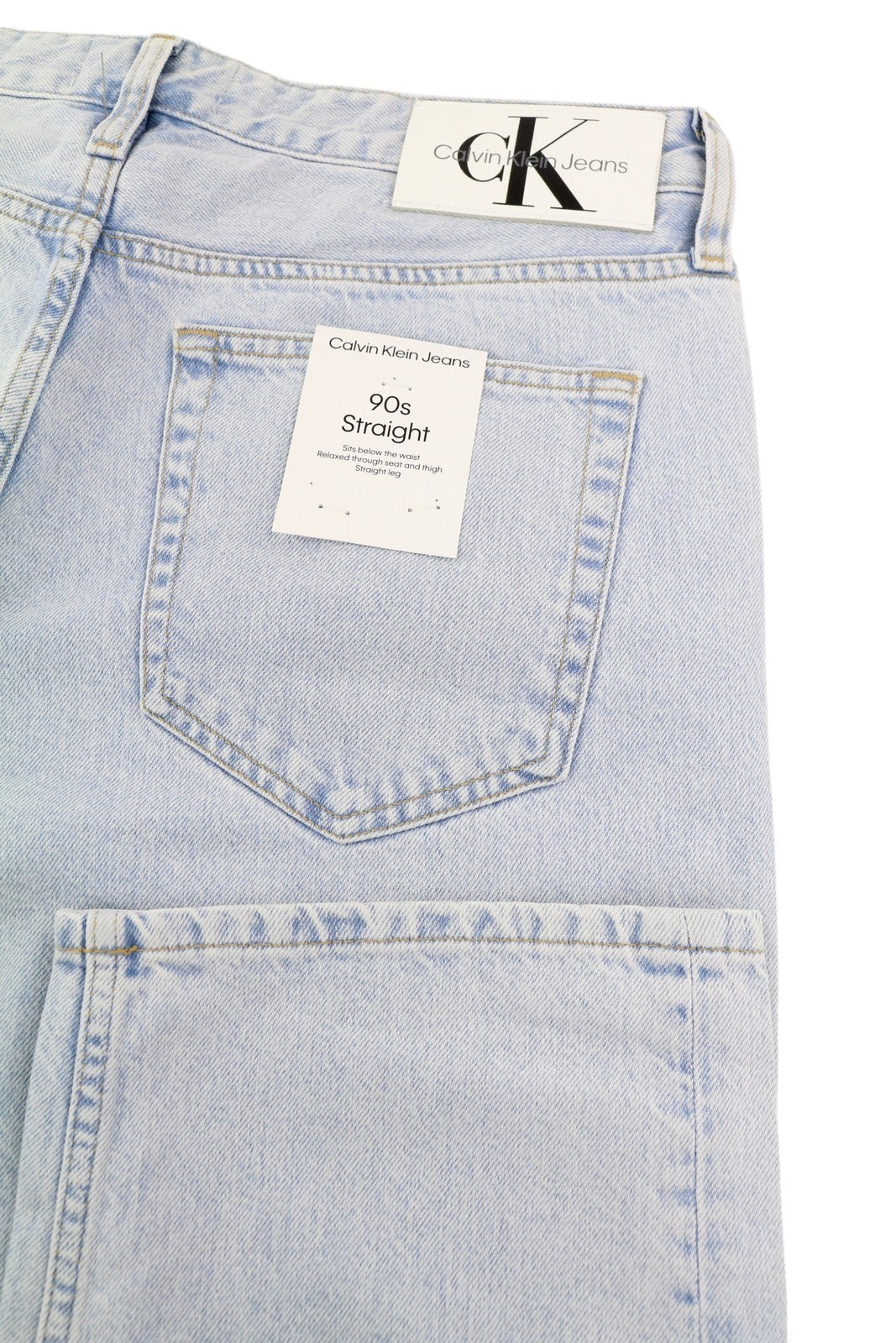 CALVIN KLEIN 90-ųjų tiesūs vyriški džinsai W32 šviesiai mėlyni skalbti išblukę užtrauktukai Fly Denim 