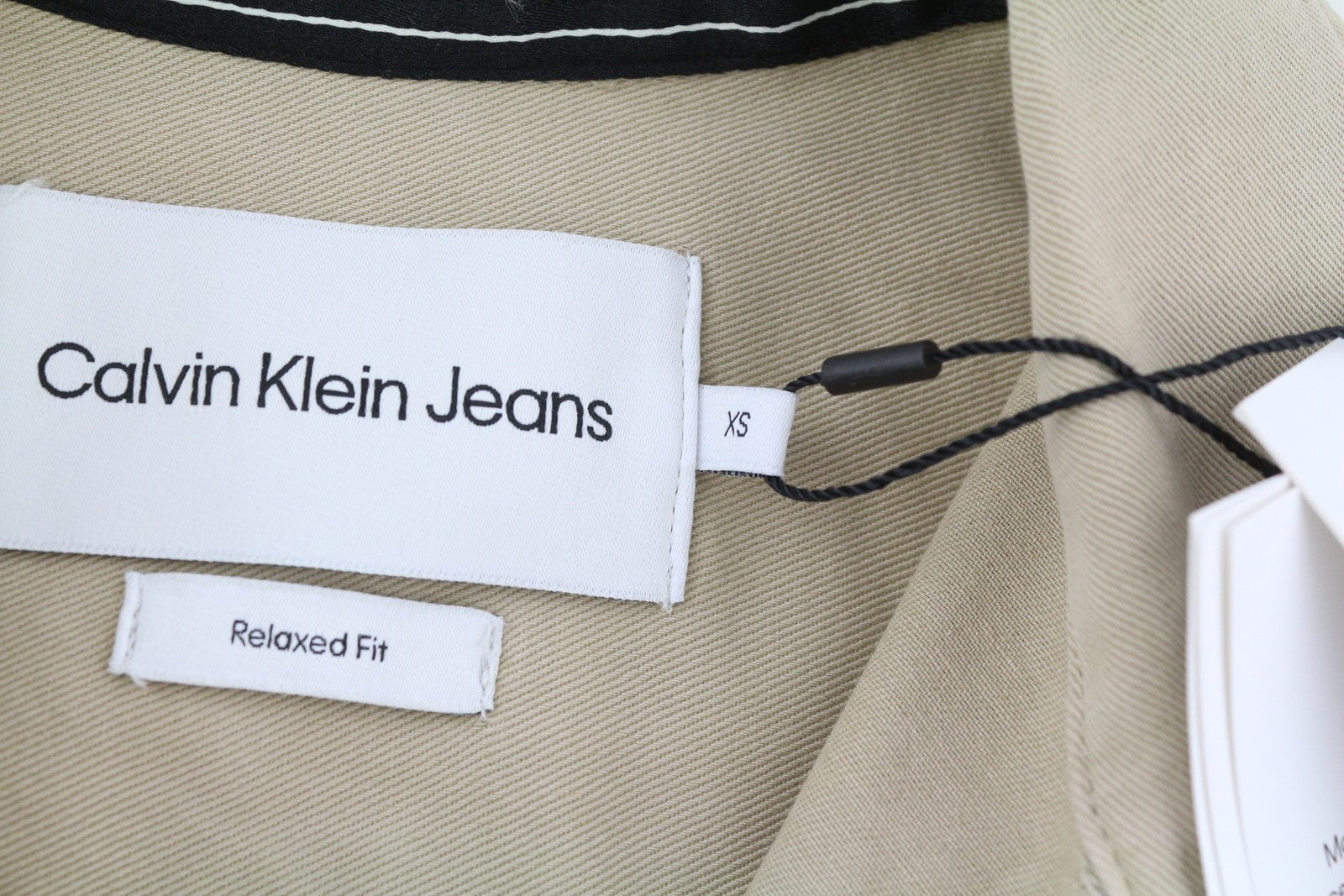 CALVIN KLEIN Men Shirt XS Beige Relaxed Fit Button-Up Patch Pocket Overshirt