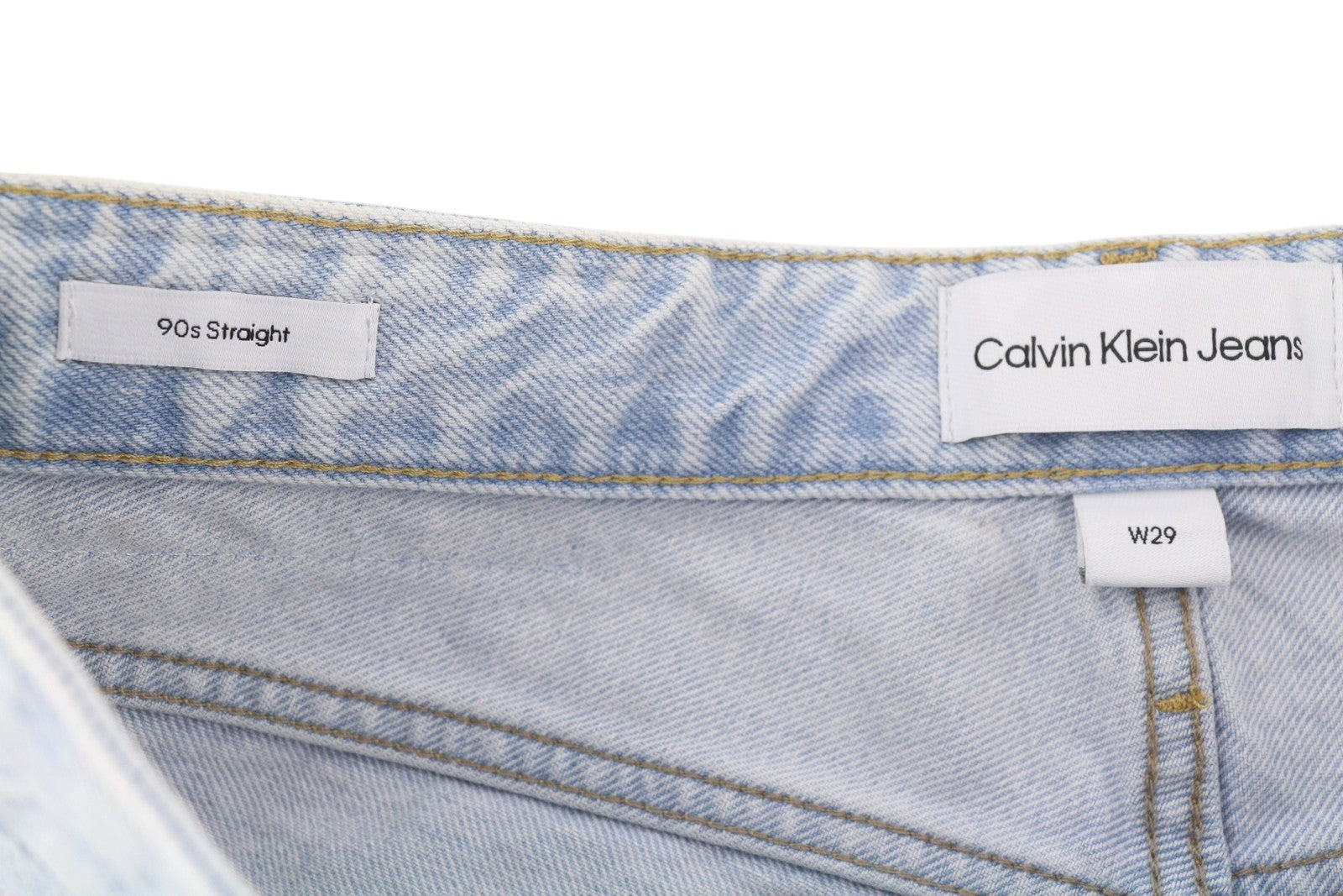 CALVIN KLEIN 90-ųjų tiesūs vyriški džinsai W29 šviesiai mėlyni skalbti išblukę užtrauktukai Fly Denim 