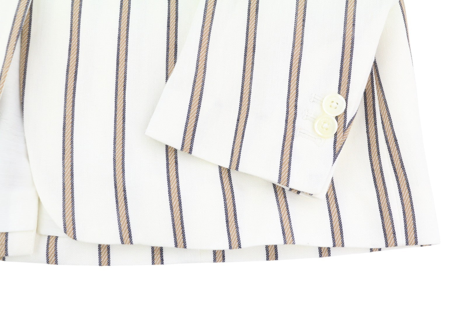 GANT Stripe Linen Straight Women Blazer EU38 Off-White Linen Blend Notch Lapel