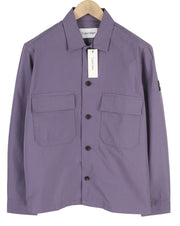 CALVIN KLEIN Men Shirt M Beige Button-Up Spread Patch Pockets Overshirt RRP€119