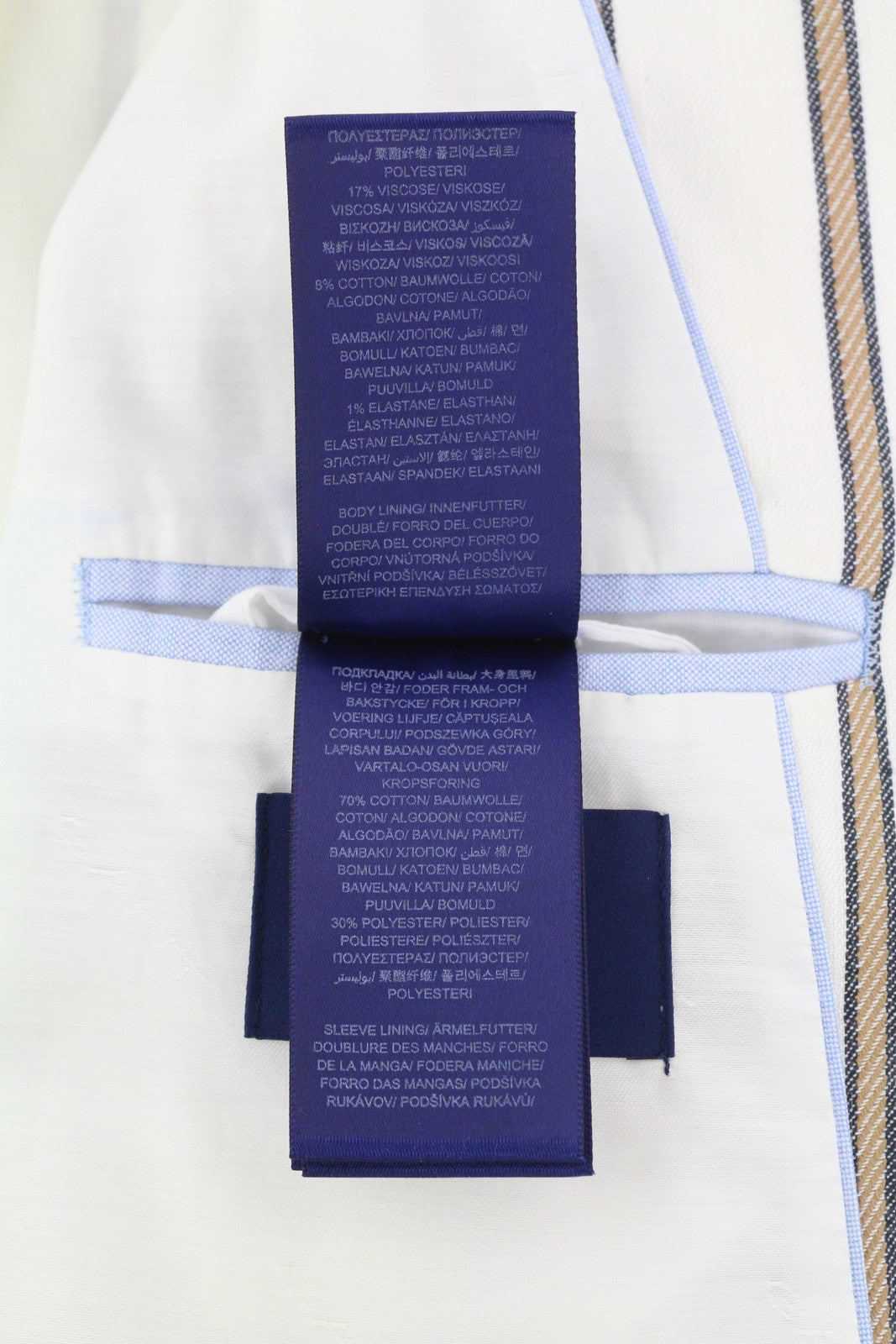 GANT Stripe Linen Straight Women Blazer EU36 Off-White Linen Blend Notch Lapel