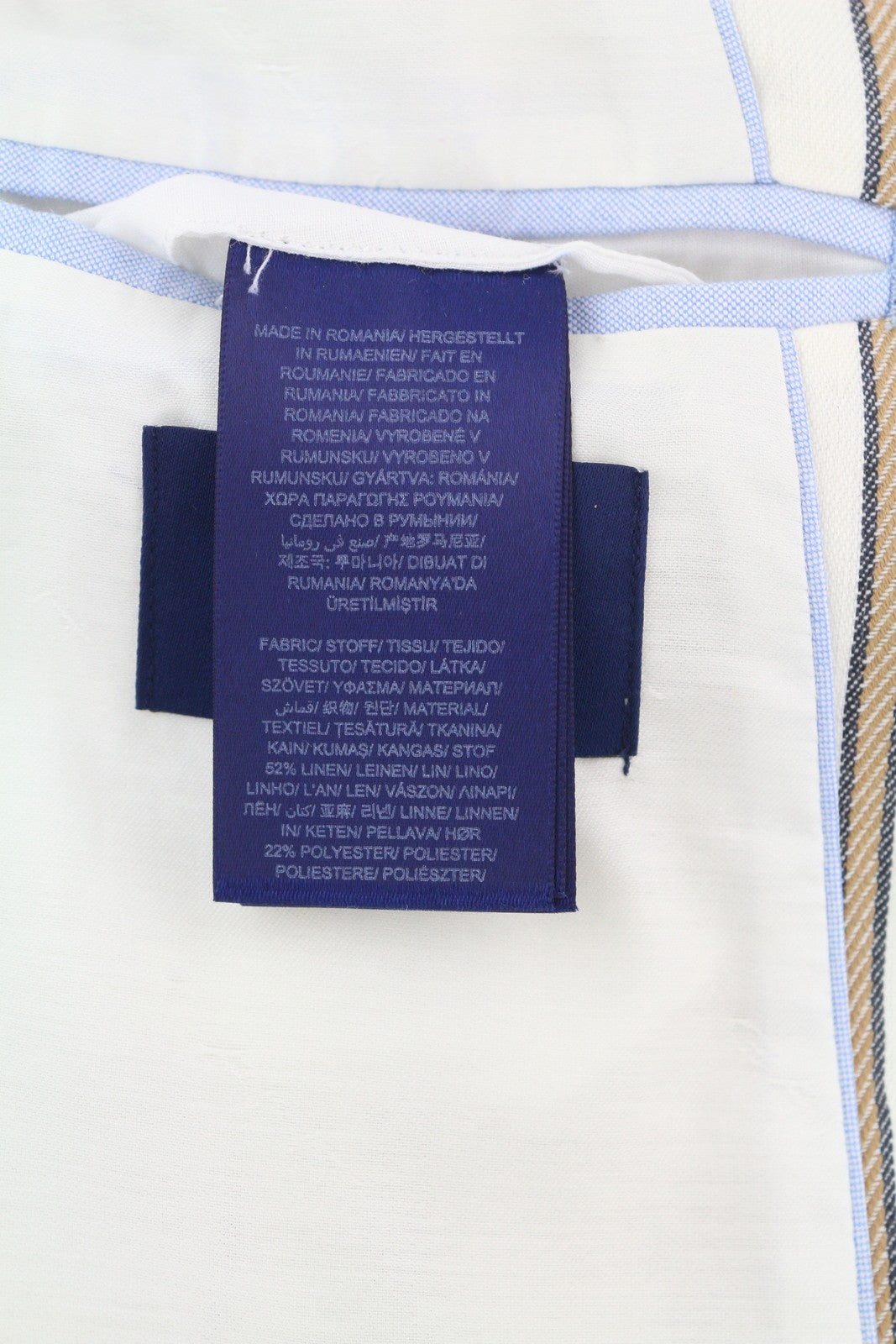 GANT Stripe Linen Straight Women Blazer EU36 Off-White Linen Blend Notch Lapel