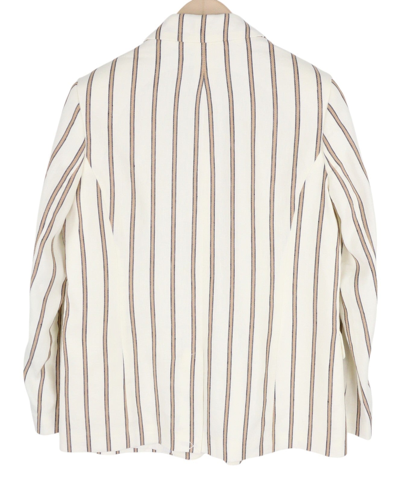 GANT Stripe Linen Straight Women Blazer EU36 Off-White Linen Blend Notch Lapel