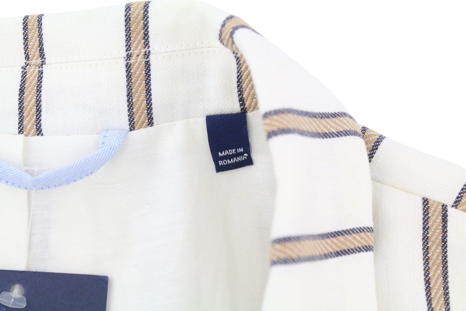 GANT Stripe Linen Straight Women Blazer EU36 Off-White Linen Blend Notch Lapel