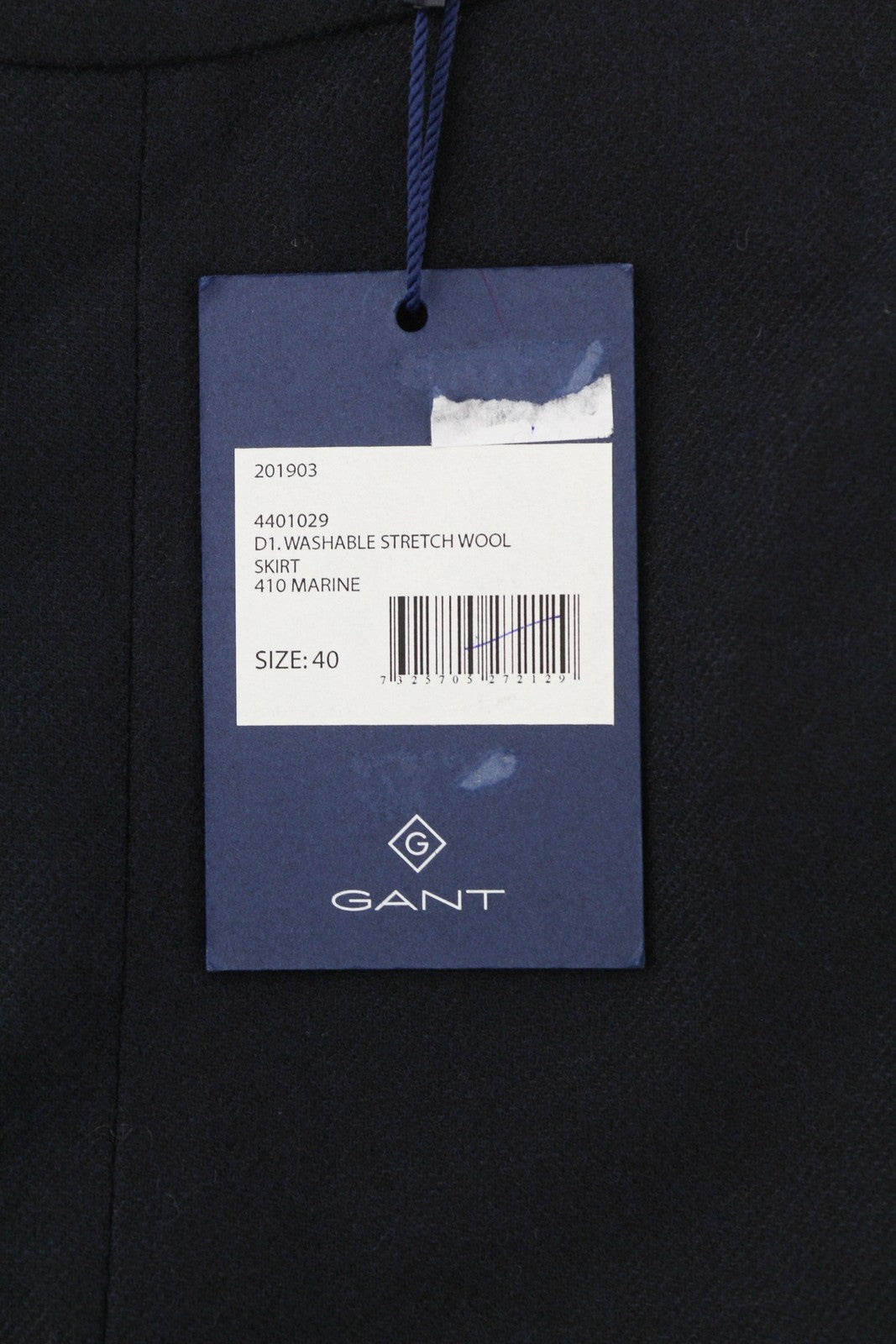 GANT Washable Stretch Wool Women Skirt EU40 Dark Blue Pleat Lined Knee-Length