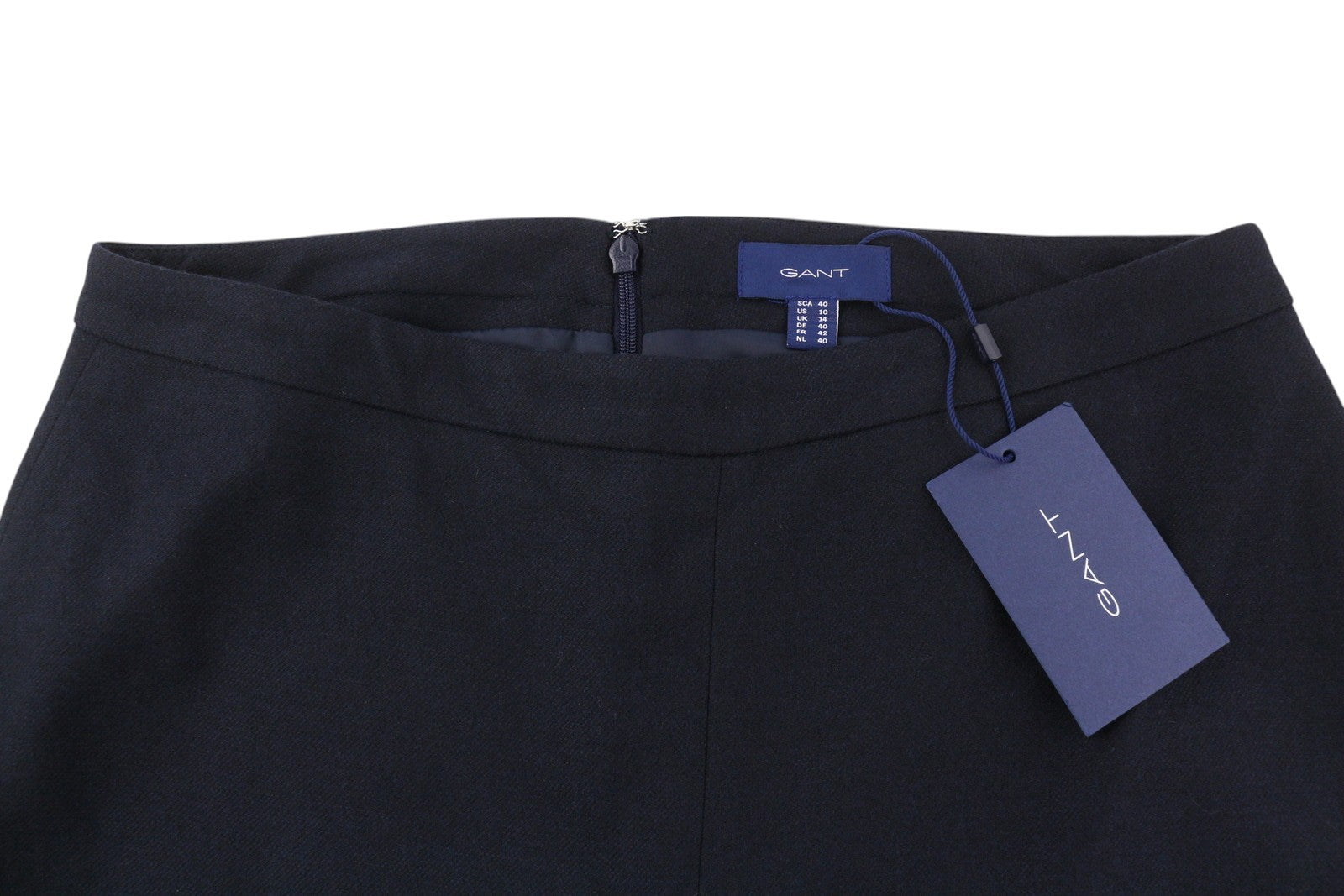 GANT Washable Stretch Wool Women Skirt EU40 Dark Blue Pleat Lined Knee-Length