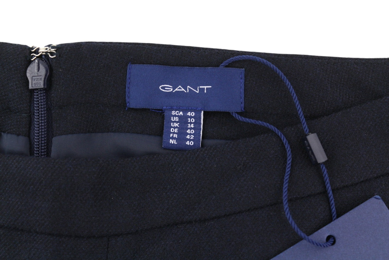 GANT Washable Stretch Wool Women Skirt EU40 Dark Blue Pleat Lined Knee-Length