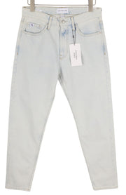 CALVIN KLEIN Regular Taper vyriški džinsai W30/L32 šviesiai mėlyni skalbto džinso užtrauktuku 