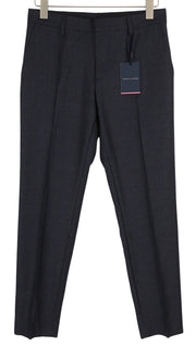 TOMMY HILFIGER Lardini Men Trousers 46 Blue Patterned Wool Cashmere Slim Fit