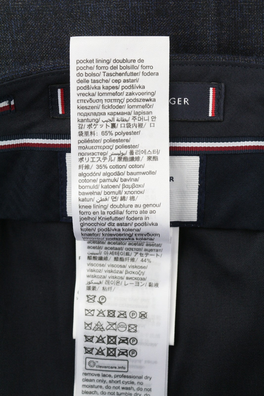 TOMMY HILFIGER Lardini Men Trousers 46 Blue Patterned Wool Cashmere Slim Fit