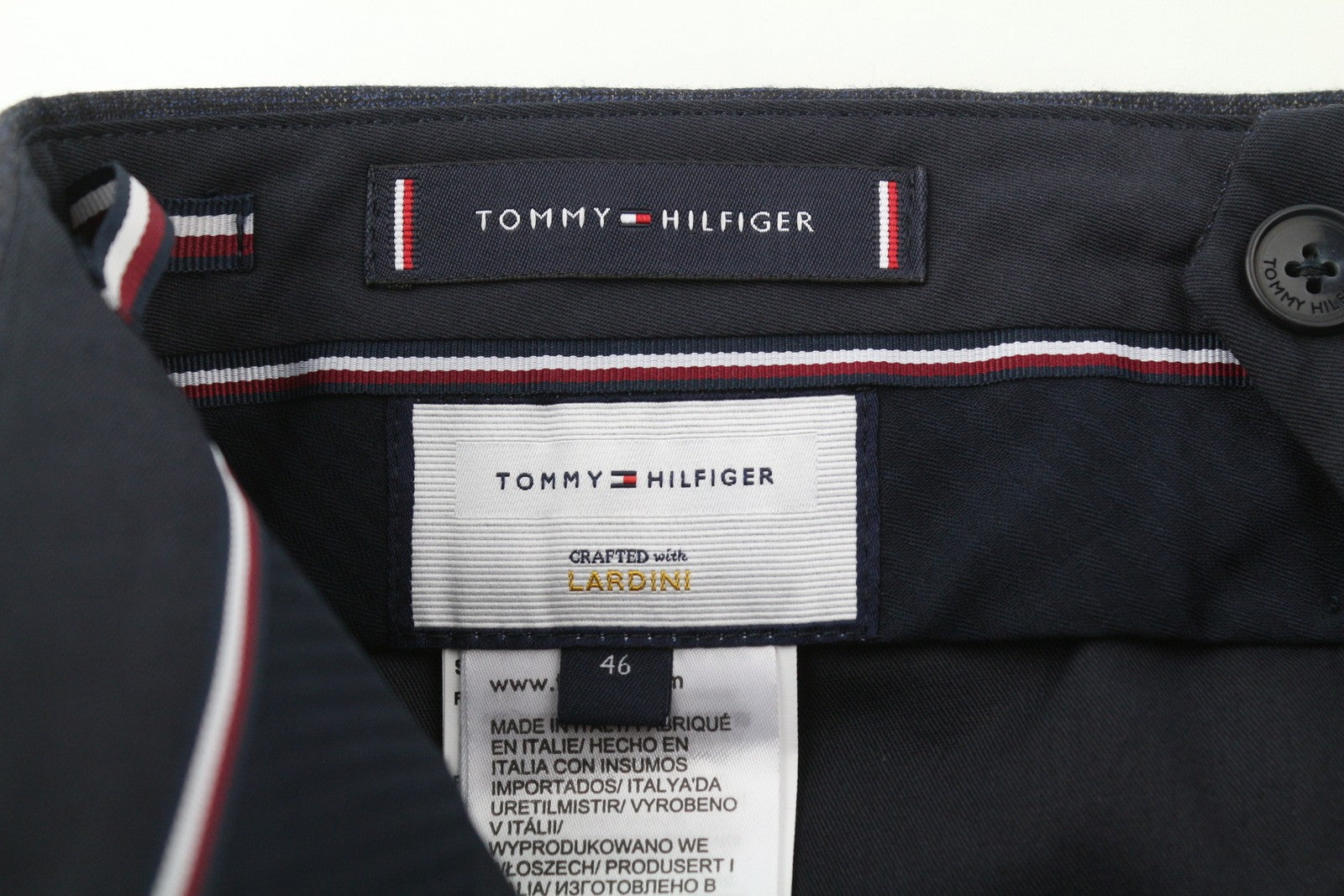 TOMMY HILFIGER Lardini Men Trousers 46 Blue Patterned Wool Cashmere Slim Fit
