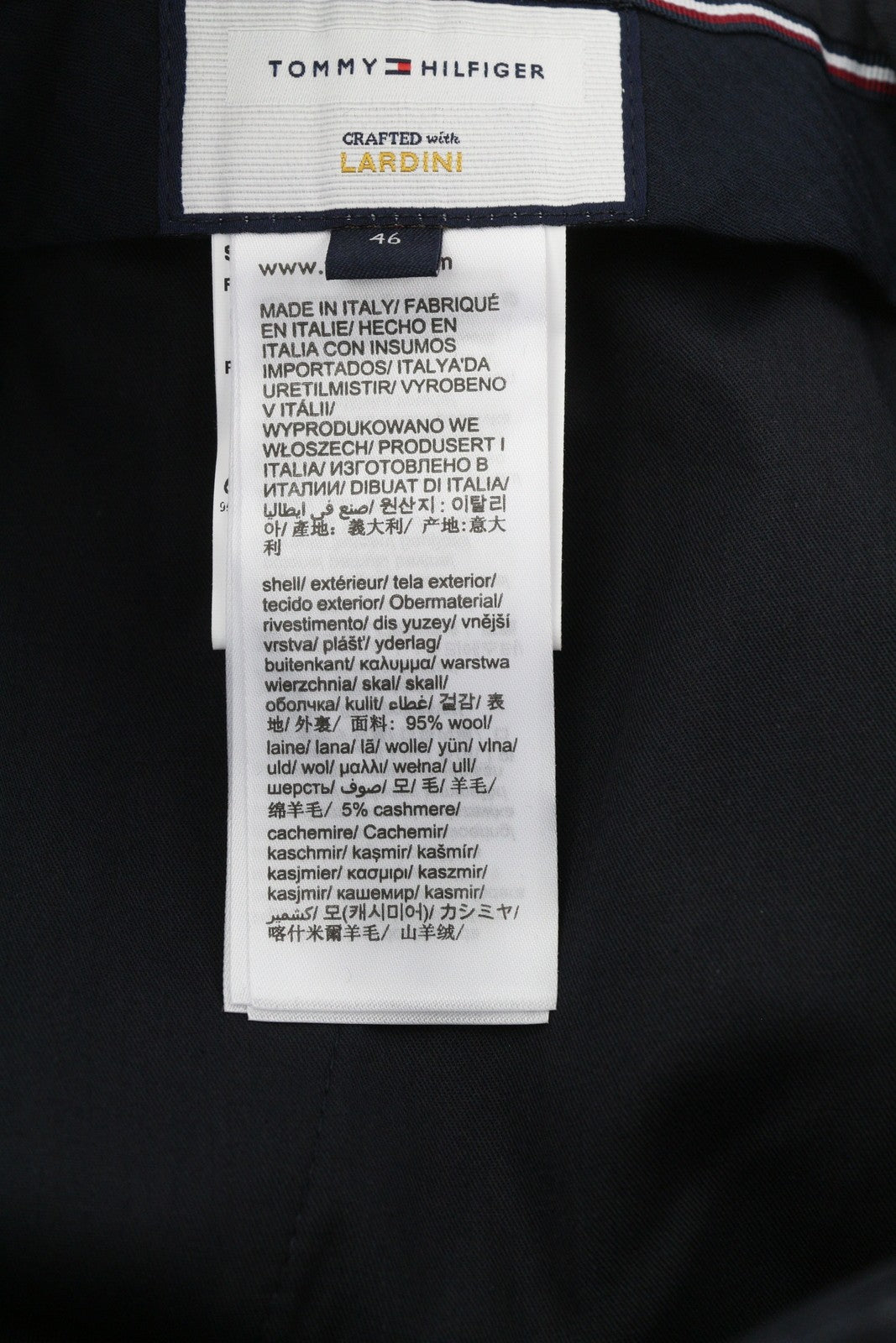 TOMMY HILFIGER Lardini Men Trousers 46 Blue Patterned Wool Cashmere Slim Fit