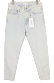 CALVIN KLEIN Regular Taper Men Jeans W31/L32 Light Blue Washed Denim Zip Fly