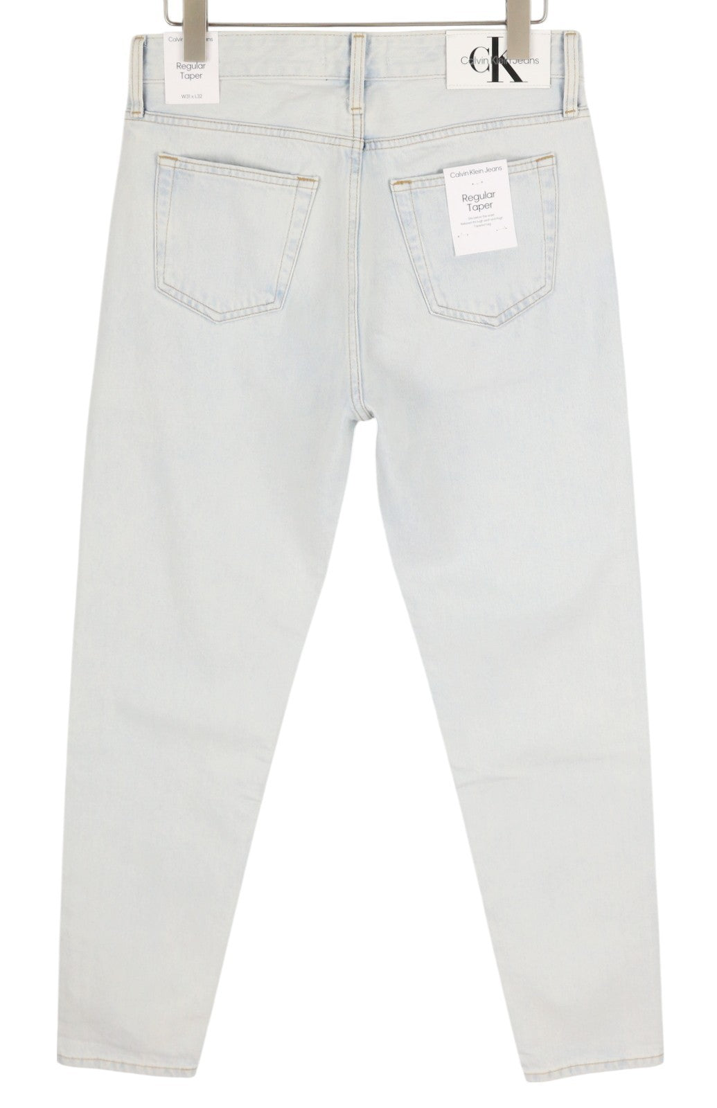CALVIN KLEIN Regular Taper vyriški džinsai W31/L32 šviesiai mėlyni skalbto džinso užtrauktuku 