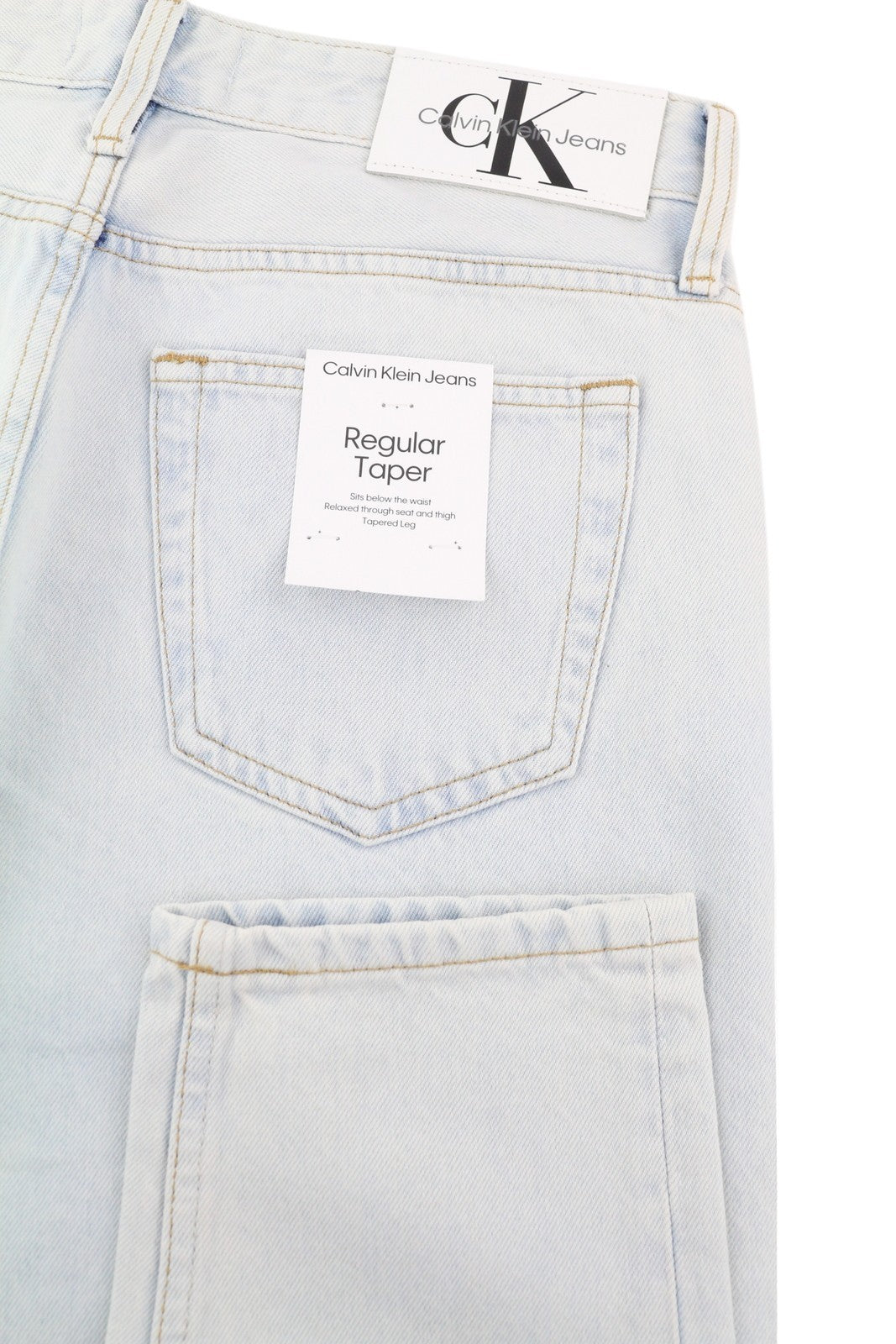 CALVIN KLEIN Regular Taper Men Jeans W31/L32 Light Blue Washed Denim Zip Fly