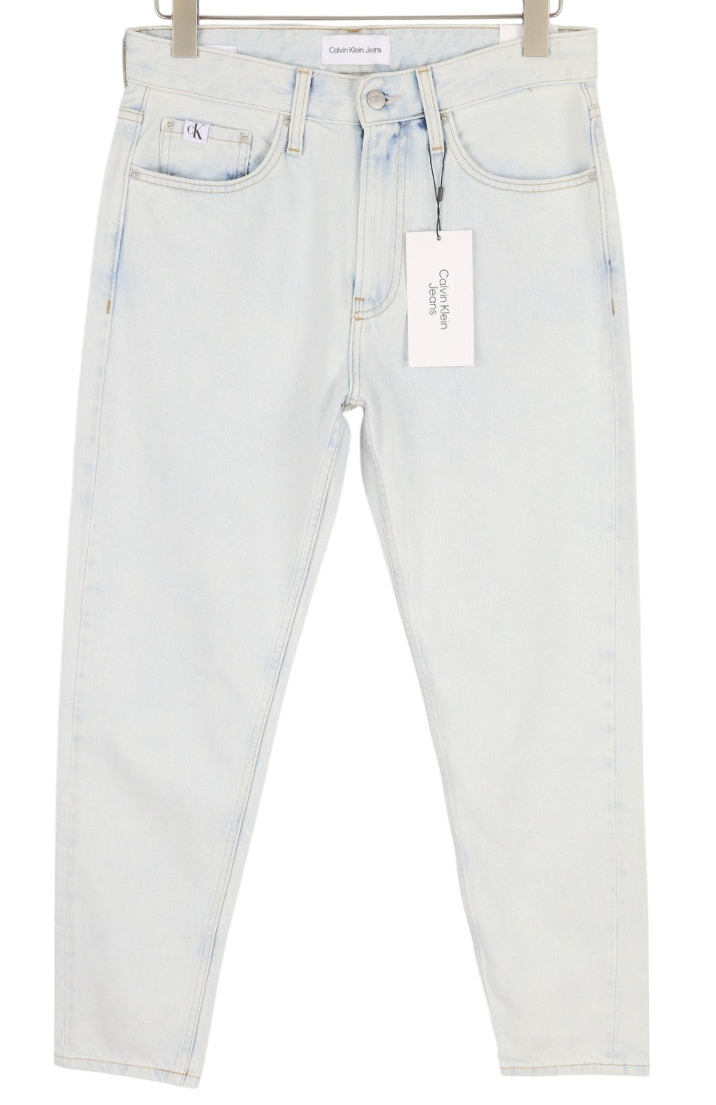 CALVIN KLEIN Regular Taper Men Jeans W29/L30 Light Blue Washed Denim Zip Fly