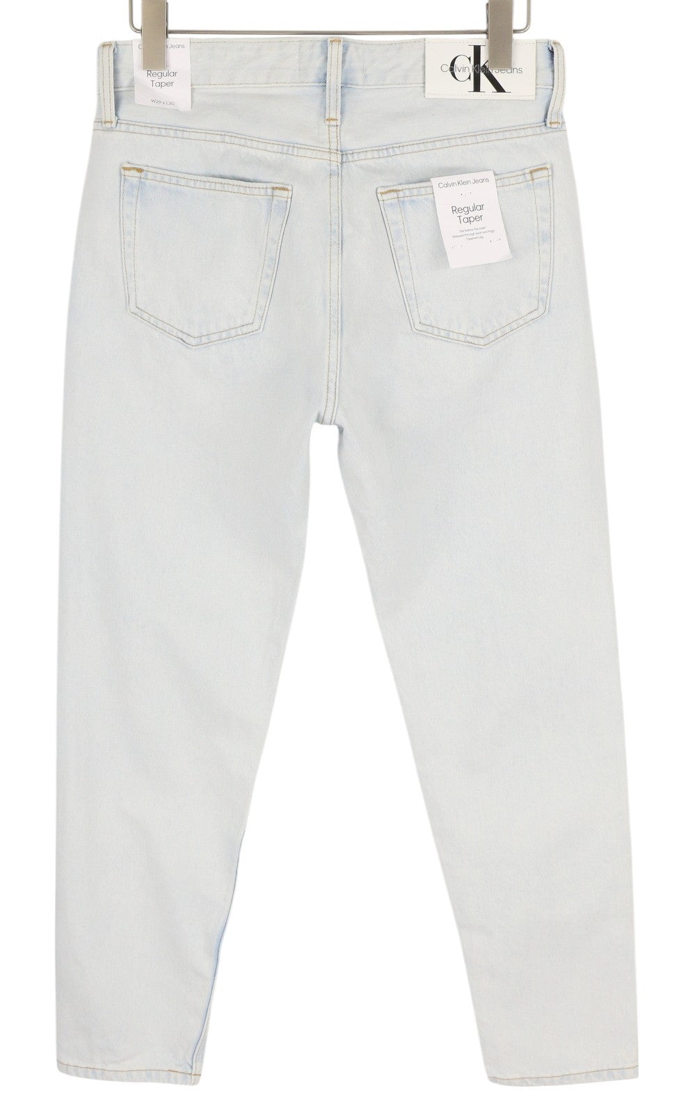 CALVIN KLEIN Regular Taper Men Jeans W29/L30 Light Blue Washed Denim Zip Fly