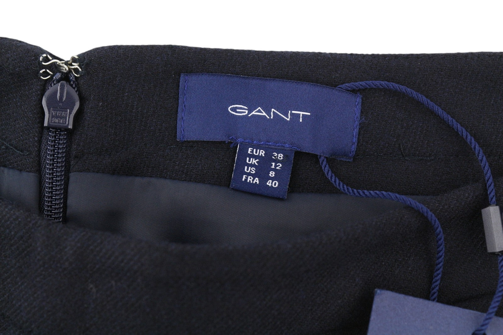 GANT Washable Stretch Wool Women Skirt EU36 Dark Blue Pleat Lined Knee Length