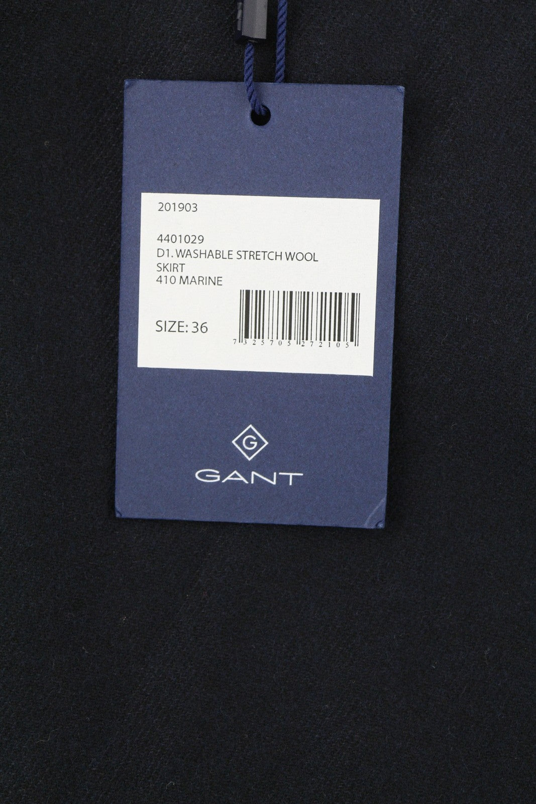 GANT Washable Stretch Wool Women Skirt EU36 Dark Blue Pleat Lined Knee Length
