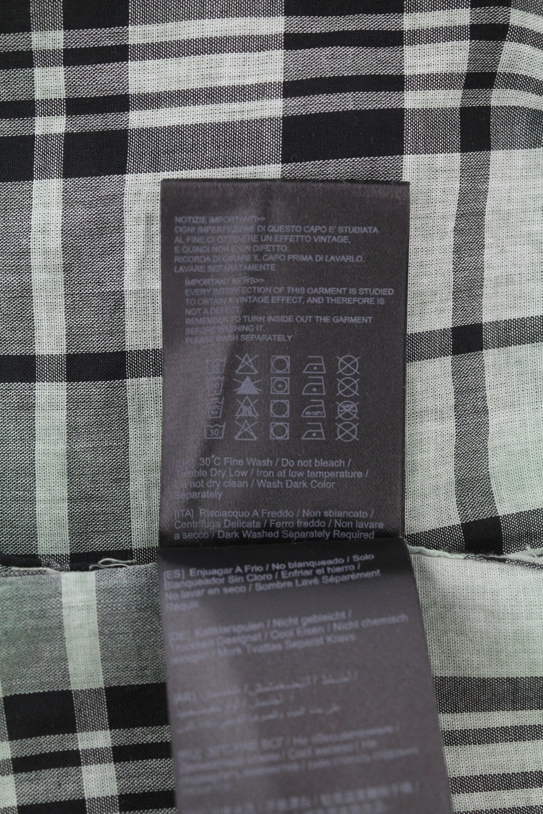 ANTONY MORATO Straight Fit Men Shirt XL Green Plaid Notch Button-Up Short Sleeve