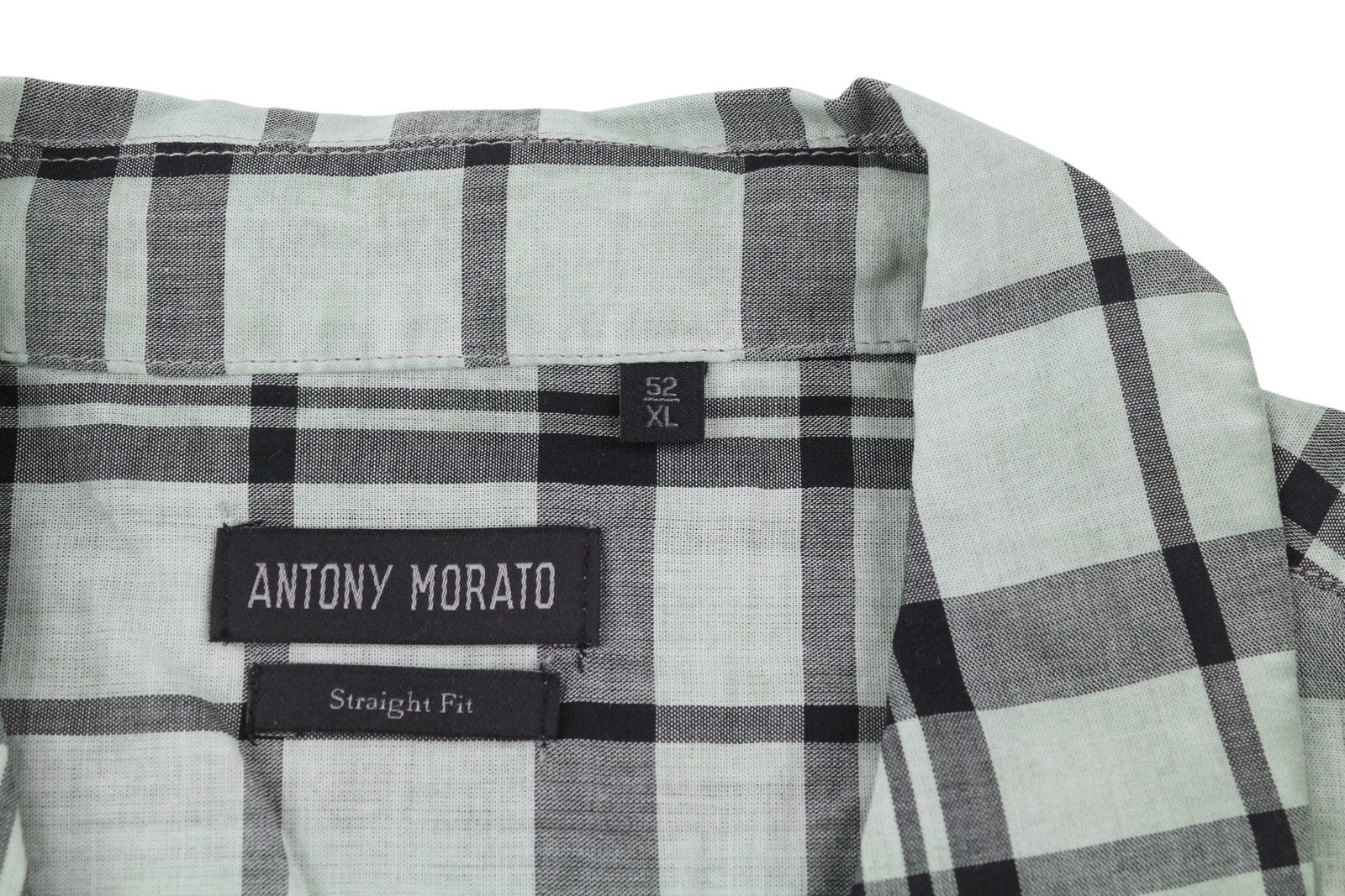 ANTONY MORATO Straight Fit Men Shirt XL Green Plaid Notch Button-Up Short Sleeve