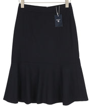 GANT Flannel Flare Women Skirt EU36 Dark Blue Wool Blend Lined Zip Knee-Length